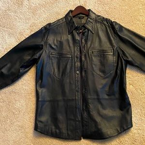 Perry Ellis leather Black shirt/jacket